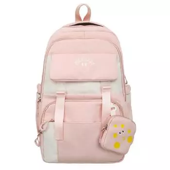 Рюкзак большой вместимости, легкий контрастный цвет, школьный рюкзак для учеников младших и старших классов с кошельком для монет зелёный