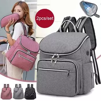 Рюкзак большой емкости, многофункциональная сумка для мам, сумка для кормления, сумка для коляски, сумка для детских подгузников розовый