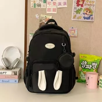 Рюкзак большой вместимости с цветовыми блоками, дизайном кроличьих ушек и принтом букв