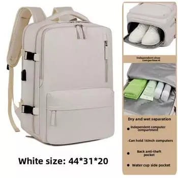 Рюкзак большой вместимости с независимым отделением для обуви и отделением для сухой и влажной среды, рюкзак для путешествий на короткие расстояния, студенческий рюкзак для компьютера 15-16.1in чёрный
