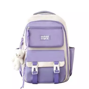 Рюкзак большой вместимости, студенческий, легкий школьный рюкзак с цветовым контрастом фиолетовый