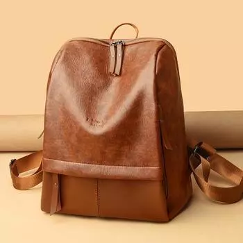 Рюкзак большой вместимости, женский ретро-многофункциональный противоугонный дорожный рюкзак коричневый