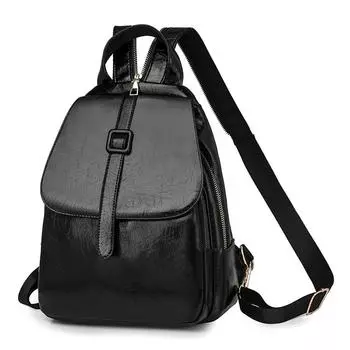 Рюкзак большой вместимости, женский рюкзак из полиуретана, дорожная сумка чёрный