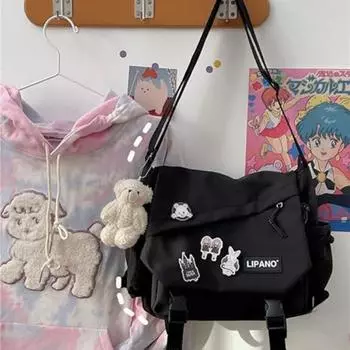 Рюкзак через плечо Kawaii, большая вместимость, эстетичный рюкзак, милый, повседневный, дорожный, Mochilas, рюкзаки чёрный