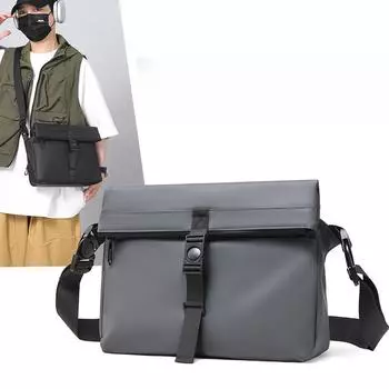 Рюкзак через плечо на одно плечо Сумка через плечо Мужская сумка Повседневная сумка-мессенджер большой вместимости чёрный