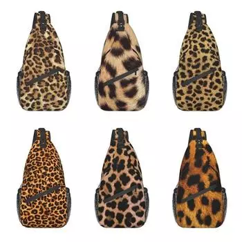 Рюкзак через плечо с леопардовым принтом и рисунком меха животных для мужчин, нагрудная сумка для путешествий, рюкзак 39x19x9cm