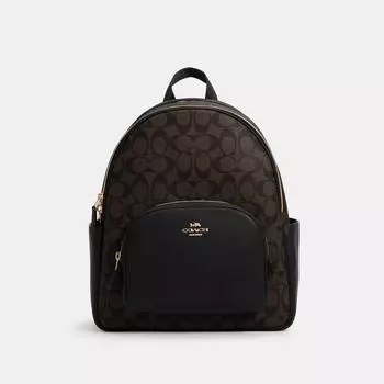 Рюкзак Coach Court из канвы Signature золотисто-коричневый черный