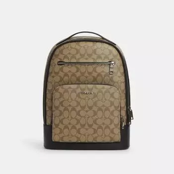 Рюкзак Coach Ethan из канвы Signature цвета бронзы, хаки