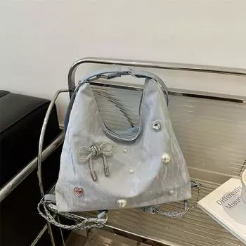 Рюкзак Design Sense Niche Bow, многоцелевой рюкзак с цепочкой, сумка-тоут большой емкости и высокой стоимостью серебряный