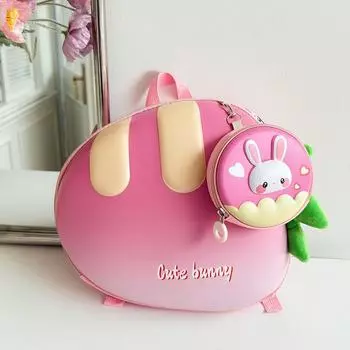 Рюкзак Детский Мультяшный Милый Детсадовский Школьный Рюкзак Форма Кролика Редиски розовый