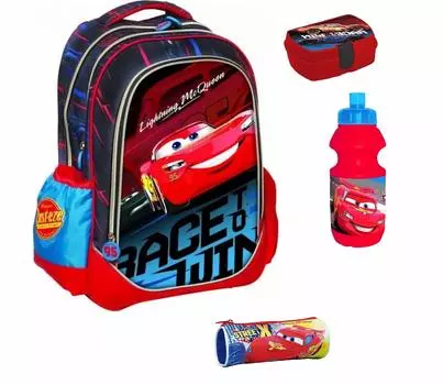 Рюкзак Disney Cars 43 см + школьный комплект + коробка для закусок Disney Cars