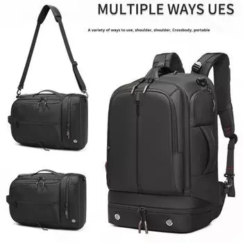 Рюкзак для деловых поездок большой вместимости с отделением для обуви на молнии, водонепроницаемая ткань, противоугонная сумка для хранения дорожного рюкзака серый