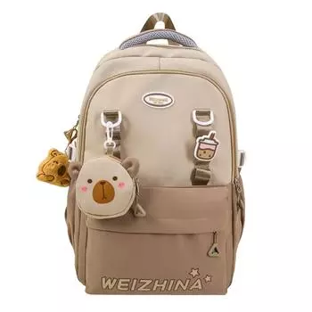 Рюкзак для девочек контрастного цвета, студенческий школьный рюкзак, детский рюкзак большой вместимости с кошельком для монет хаки