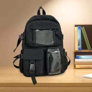 Рюкзак для девочек, модный, симпатичный, с несколькими карманами, повседневный рюкзак чёрный