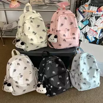 Рюкзак для девочек-подростков большой емкости с цветочным принтом, регулируемый ремешок с милым принтом розы для путешествий, работы, отпуска белый