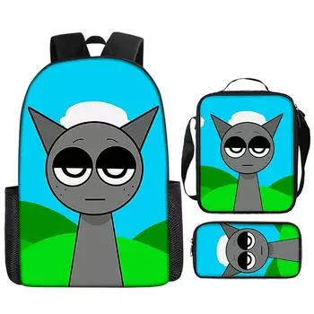 Рюкзак для девочек Рюкзак для ученика начальной школы Рюкзак с принтом Детская сумка Сумка через плечо Пенал Набор из трех предметов One Size