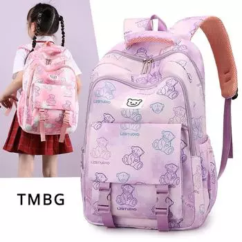 Рюкзак для девочек с принтом граффити для подростков от 6 до 12 лет, детский школьный рюкзак с защитой позвоночника, милые рюкзаки с героями мультфильмов для кампуса One size фиолетовый