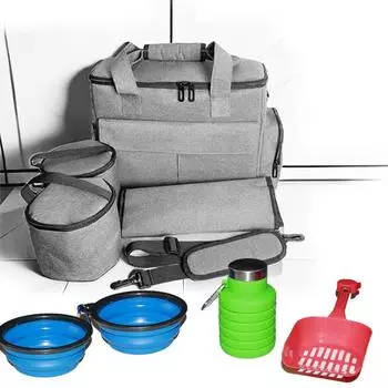 Рюкзак для домашних кошек и собак, переносная сумка для закусок, сумка для прогулок с собакой, сумка для хранения еды, сумка для хранения игрушек и инструментов A серый