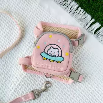 Рюкзак для домашних животных, регулируемые уличные седельные сумки для кошек со свинцовым поводком для маленьких домашних животных, кошек, собак, розовый астронавт (Универсальный для собак и кошек.)