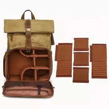 Рюкзак для фотографии, водонепроницаемый холщовый рюкзак на одно плечо, древний рюкзак для камеры жёлтый