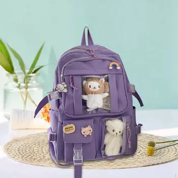 Рюкзак для, Эстетическая мода с милой подвеской для ноутбука, школьная сумка для чёрный