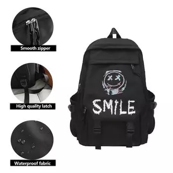 Рюкзак для кампуса с забавным рисунком эмодзи, большой вместительный рюкзак для путешествий, сумка в корейском японском стиле