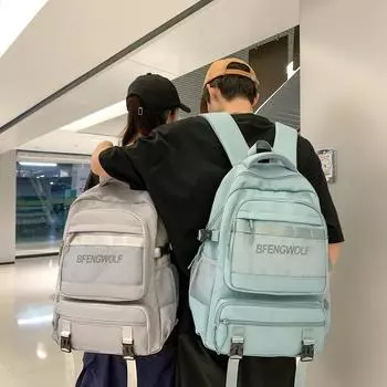 Рюкзак для кампуса, школьная сумка для старшей средней школы, студентка, рюкзак большой емкости, мужской чёрный