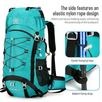 Рюкзак для кемпинга большой емкости 60 л, водонепроницаемый альпинистский рюкзак для пеших прогулок, путешествий темно-зеленого