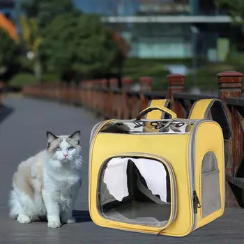 Рюкзак для кошек и маленьких собак с регулируемыми ремнями, идеальный вариант для приключений на свежем воздухе серый