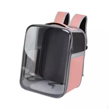 Рюкзак для кошек и собак с прозрачным сетчатым окошком спереди, идеальный для путешествий розовый