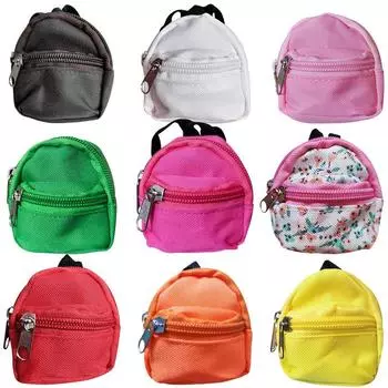 Рюкзак для куклы BJD 6-точечный, холщовый, двойная молния, 8x7 см, маленькая школьная сумка 8X7cm белый