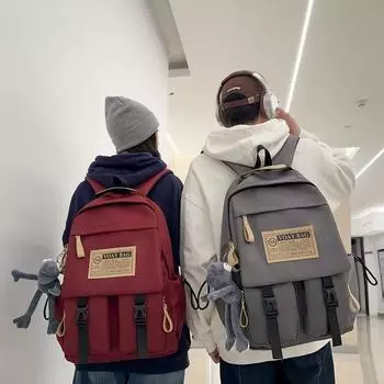 Рюкзак для мальчиков и девочек с буквенным принтом большой емкости, школьный рюкзак для школьников красный