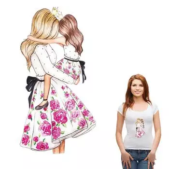 Рюкзак для мамы и дочки, наклейки «сделай сам», теплопередача, моющиеся железные нашивки, новый дизайн, футболка, джинсы, наклейки 3.7x7cm