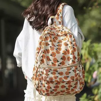 Рюкзак для младших школьников и старших классов с цветочным принтом, школьный рюкзак большой емкости для женщин чёрный