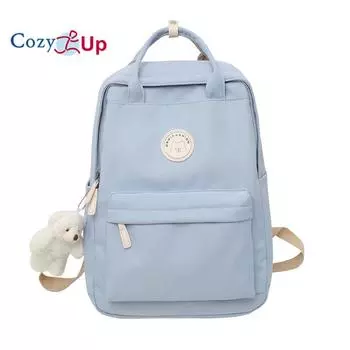 Рюкзак для младших школьников, рюкзак для женщин, однотонный нейлоновый рюкзак большой вместимости 27cm * 12cm * 37cm розовый