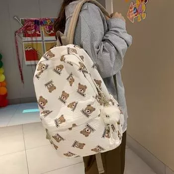 Рюкзак для младших школьников, старшеклассников, школьный рюкзак большой емкости, женский студенческий рюкзак с принтом чёрный