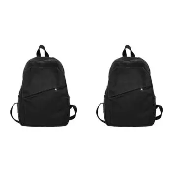 Рюкзак для мужчин и женщин с несколькими карманами, холщовый однотонный дорожный мешок (черный)
