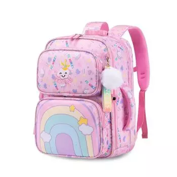 Рюкзак для начальной школы Unicorn Rainbow, большой, формат А4, включает в себя светоотражающий карандаш, поставляется с нагрудным карманом, для поездок на работу и обратно, розовый [FANDARE] для детей, розовый