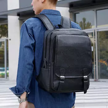 Рюкзак для ноутбука, мужская сумка, регулируемые плечевые ремни, дорожный рюкзак, повседневный чёрный