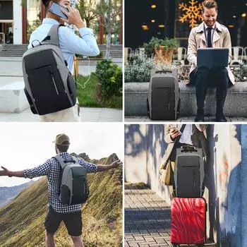 Рюкзак для ноутбука, женская и мужская сумка на плечо для студенческой поездки, деловой поездки, подходит до 15,6 дюймов Type 1 серый