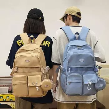 Рюкзак для пары, студенческий школьный рюкзак, женский однотонный рюкзак, мужской компьютерный рюкзак чёрный