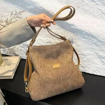 Рюкзак для поездок на работу, сумка в стиле ретро с ручной прострочкой, женская сумка-тоут большой вместимости, рюкзак трехцелевого назначения, сумка через плечо на одно плечо. коричневый