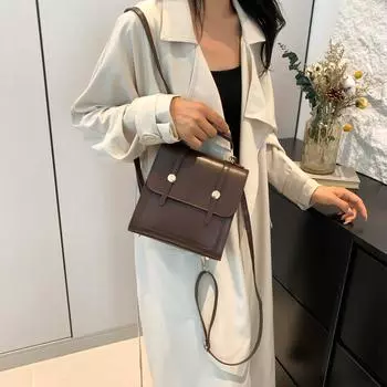 Рюкзак для поездок на работу в стиле колледжа в корейском стиле в стиле ретро 2024 года, новая повседневная модная сумка с косым ремешком, текстурированная переносная сумка через плечо чёрный