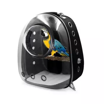 Рюкзак для попугаев, прозрачная клетка для птиц в машину, дышащая сумка-переноска для птиц с палкой-стойкой