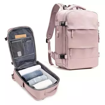 Рюкзак для путешествий большой емкости, рюкзак для ноутбука для ручной клади для женщин, водонепроницаемая сумка для деловых полетов, мужской рюкзак 42*32*20cm розовый