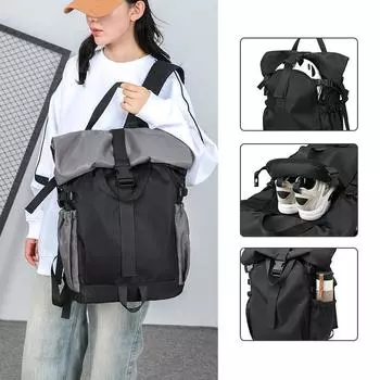 Рюкзак для путешествий на открытом воздухе, мужской, большой емкости, спортивный, тренировочный, школьная сумка с цветными блоками темно-серого