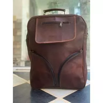 Рюкзак для путешествий, рюкзак для ноутбука, новая винтажная сумка из натуральной коричневой кожи 16 x 12 x 7 in коричневый