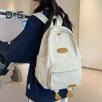 Рюкзак для путешествий с несколькими карманами, регулируемый плечевой ремень, рюкзак в форме мультяшной утки, сумка для колледжа и старшей школы, походный рюкзак для деловых поездок белый