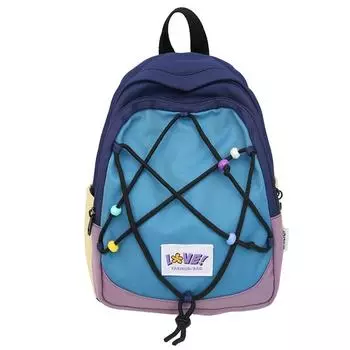 Рюкзак для путешествий, студенческий небольшой рюкзак, цветной блок, износостойкий, грязеотталкивающий, многофункциональный школьный рюкзак синий