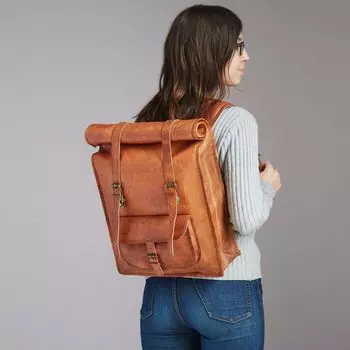 Рюкзак для путешествий женская сумка мужская новая рюкзак из натуральной козьей кожи рюкзак для ноутбука 22 x 14 in коричневый